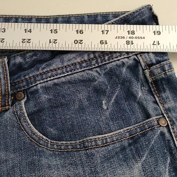 MAURICES, MOLLI FLARE, MEDIUM BLUE DISTRESSED DENIM, MIDRISE JEANS - Picture 6 of 8